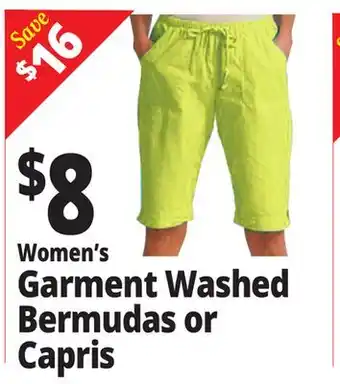 Ocean State Job Lot Women's Garment Washed Bermudas or Capris offer