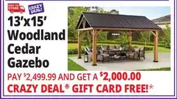 Ocean State Job Lot Liberty 13' x 15' Cedar Wood Hard Top Gazebo offer