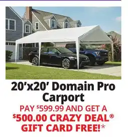 Ocean State Job Lot 20'x20' Domain Pro Carport offer