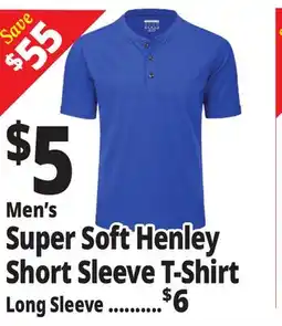 Ocean State Job Lot Men's Super Soft Henley Short Sleeve T-Shirt offer