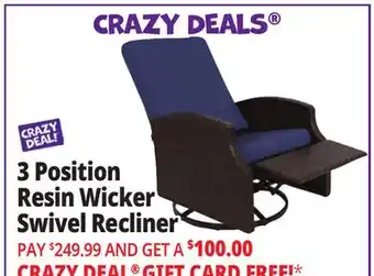Ocean State Job Lot 3 Position Swivel Recliner Chair offer