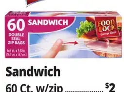 Ocean State Job Lot Food Lock Zip Close Sandwich Storage Bags 60 Count offer