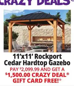 Ocean State Job Lot Rockport 11' x 11' Cedar Wood Hard Top Gazebo offer