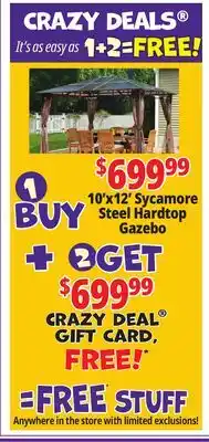 Ocean State Job Lot ShelterLogic 10' x 12' Sycamore Steel Frame Gazebo with Hardtop Roof Dark Coffee offer