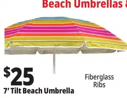Ocean State Job Lot 7' Fiberglass Tilting Beach Umbrella offer