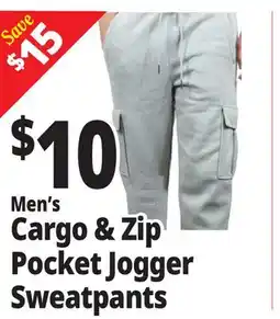 Ocean State Job Lot Men's Cargo & Zip Pocket Jogger Sweatpants offer