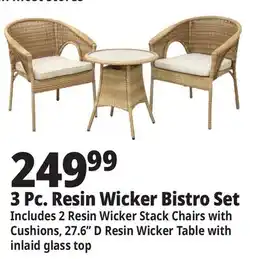 Ocean State Job Lot 3-Piece Resin Wicker Bistro Set Tan offer