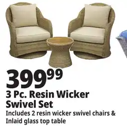 Ocean State Job Lot 3-Piece Resin Wicker Swivel Bistro Set offer