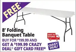 Ocean State Job Lot Cosco 8' Resin Straight Table White offer