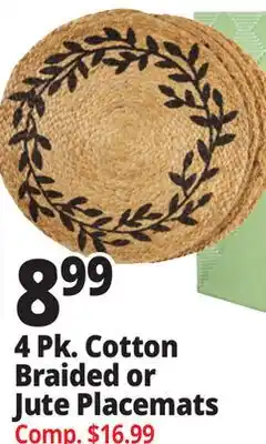 Ocean State Job Lot 4 Pk. Cotton Braided or Jute Placemats offer