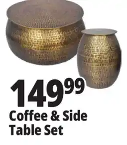 Ocean State Job Lot Hammered Metal Coffee Table and Side Table Set Brass Finish offer