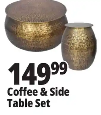 Ocean State Job Lot Hammered Metal Coffee Table and Side Table Set Brass Finish offer