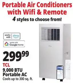 Ocean State Job Lot TCL 9 500 BTU (6 000 DOE) Smart Portable Air Conditioner offer