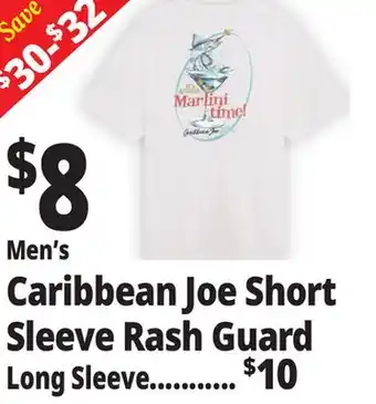 Ocean State Job Lot Men's Caribbean Joe Short Sleeve Rash Guard offer