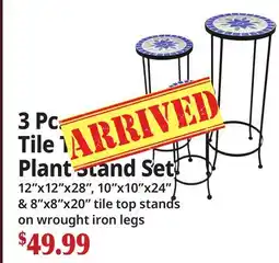Ocean State Job Lot 3 Pc. Tile Top Plant Stand Set offer