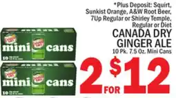 C Town SUNKIST ORANGE, A&W ROOT BEER, 7UP REGULAR OR SHIRLEY TEMPLE, REGULAR OR DIET CANADA DRY GINGER ALE offer