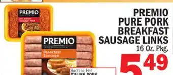 C Town PREMIO PURE PORK BREAKFAST SAUSAGE LINKS offer