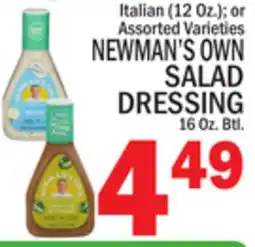 C Town NEWMAN'S OWN SALAD DRESSING 16 Oz. Btl offer