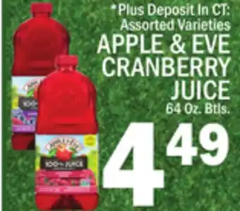 C Town APPLE & EVE CRANBERRY JUICE offer