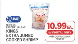 Kings Food Markets KINGS EXTRA JUMBO COOKED SHRIMP offer