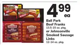 ACME Beef Franks 13.5-15 oz. pkg. or Johnsonville Smoked Sausage Links 12-14 oz. pkg offer