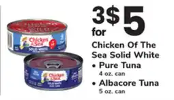 ACME Chicken Of The Sea Solid White Pure Tuna 4 oz. can, Albacore Tuna 5 oz. can offer