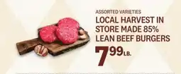 Kings Food Markets LOCAL HARVEST IN STORE MADE 85% LEAN BEEF BURGERS offer