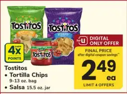 ACME Tostitos Tortilla Chips 9-13 oz. bag, Salsa 15.5 oz. jar offer