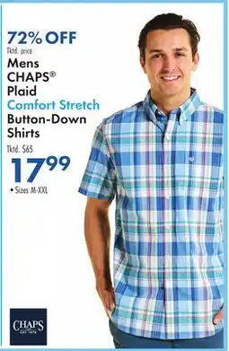 Boscov's Mens CHAPS Plaid Comfort Stretch Button-Down Shirts offer