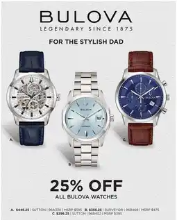 Boscov's ALL BULOVA WATCHES offer