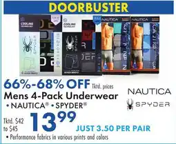 Boscov's NAUTICA , SPYDER Mens 4-Pack Underwear offer