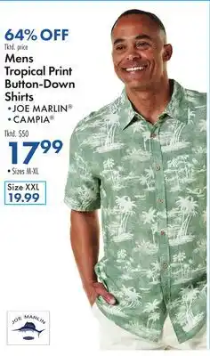 Boscov's Mens Tropical Print Button-Down Shirts offer