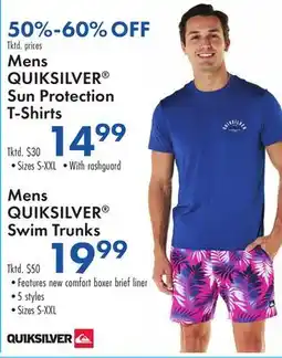 Boscov's Mens QUICKSILVER Sun Protection T-Shirts offer