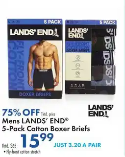 Boscov's Mens LANDS' END 5-Pack Cotton Boxer Briefs offer