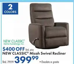 Boscov's NEW CLASSIC Micah Swivel Recliner offer