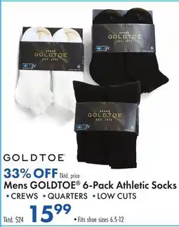 Boscov's Mens GOLDTOE 6-Pack Athletic Socks offer