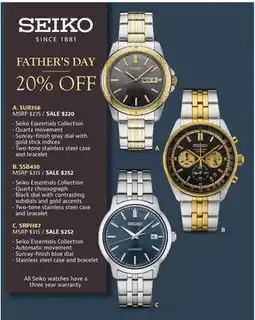 Boscov's All Seiko watches offer