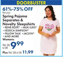 Boscov's Spring Pajama Separates & Novelty Sleepshirts offer