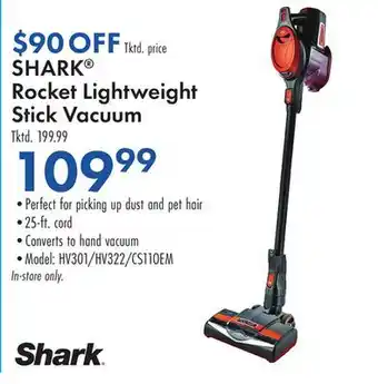Boscov's SHARK Rocket Lightweight Stick Vacuum offer