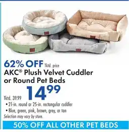 Boscov's AKC Plush Velvet Cuddler or Round Pet Beds offer