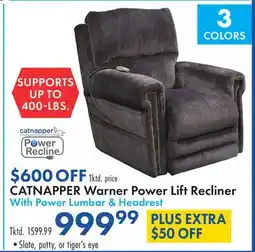 Boscov's CATNAPPER Warner Power Lift Recliner offer
