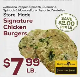 DeCicco & Sons Store-Made Signature Chicken Burgers offer