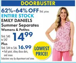 Boscov's ENTIRE STOCK EMILY DANIELS Summer Separates offer