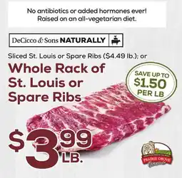 DeCicco & Sons Whole Rack of St. Louis or Spare Ribs offer