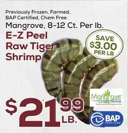 DeCicco & Sons Mangrove, 8-12 Ct. Per Lb. E-Z Peel Raw Tiger Shrimp offer