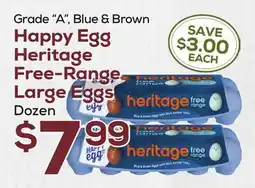 DeCicco & Sons Happy Egg Heritage Free-Range Large Eggs offer