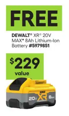 Lowe's DEWALT XR 20V MAX 8AH Lithium-Ion Battery offer