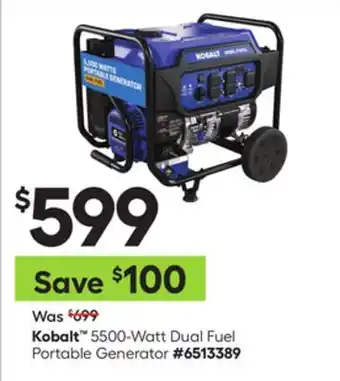 Lowe's 5500-Watt Dual Fuel Portable Generator offer