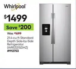 Lowe's 21.4-cu ft Standard Depth Side-by-Side Refrigerator (WRS321SDHZ) offer
