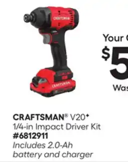 Lowe's V20+ 1/4-in Impact Driver Kit offer